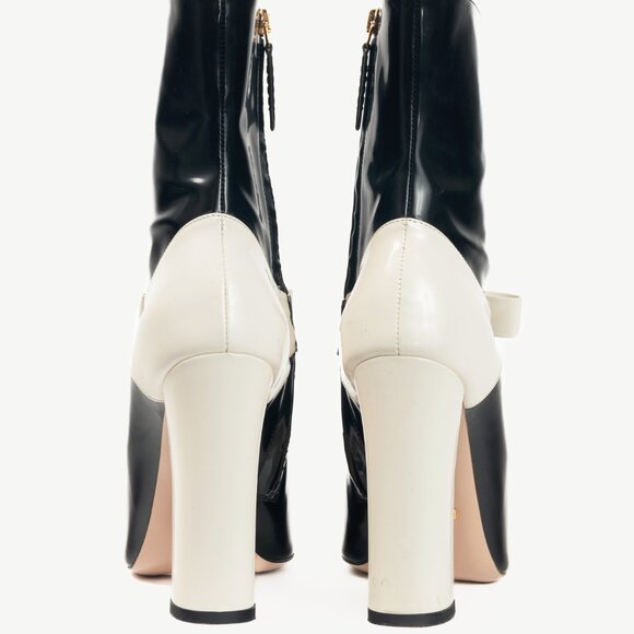 Gucci Nimue Black & White Colour-Block Midcalf Boots - Picture 3 of 11
